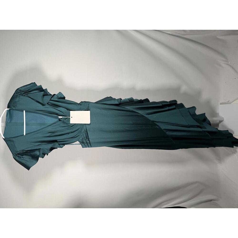 NWT Mac Duggal Green Asymmetrical Ruffle Dress Size 4 - Picture 2 of 13